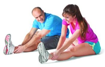 Man and woman stretching