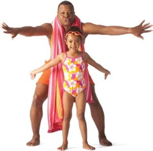 Aquatics man with girl